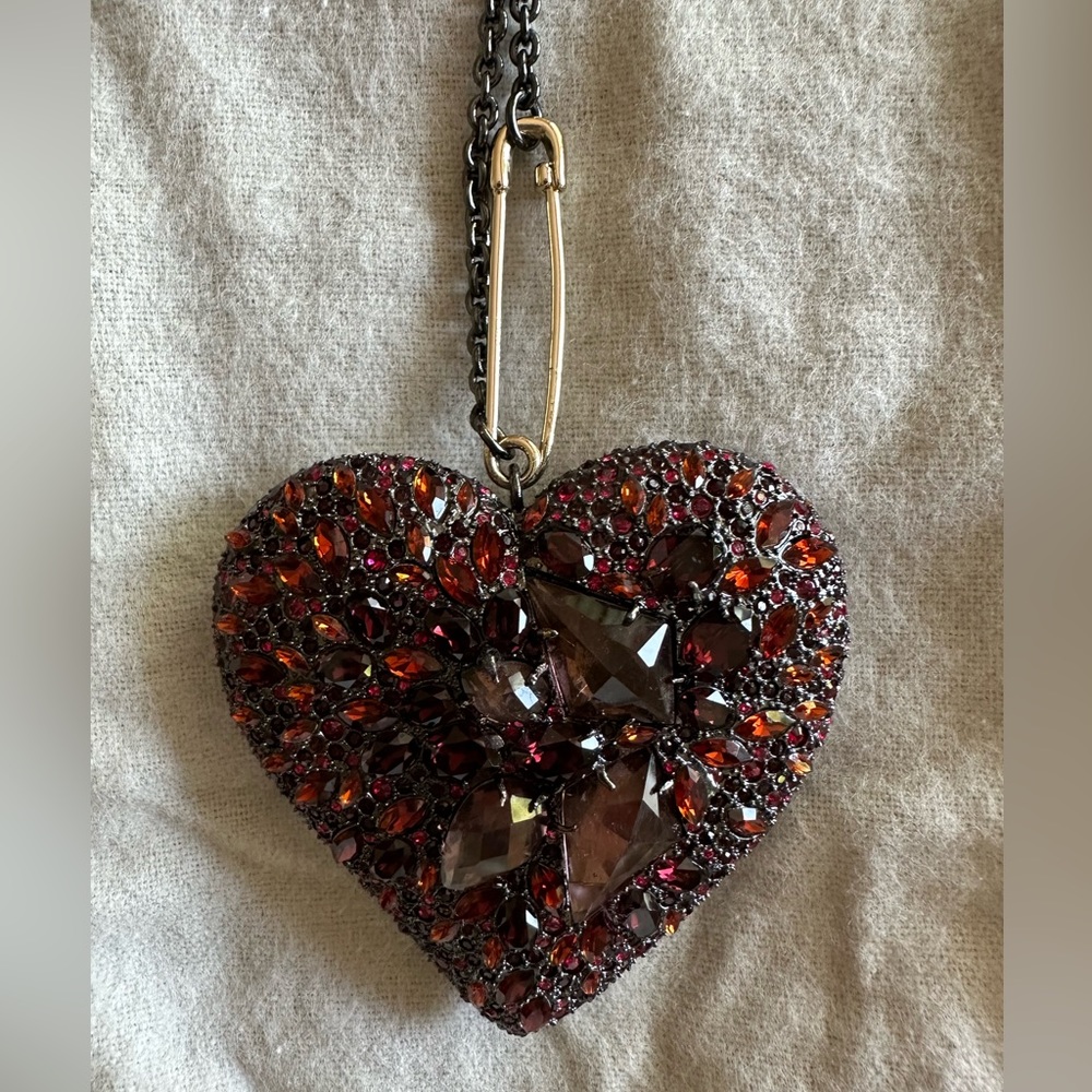 Alexis Bittar Lucite and Crystal Double-Sided Heart Necklace